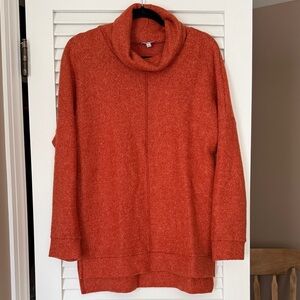 White Birch Cozy Orange Cowl Neck Sweater — Size Large EUC